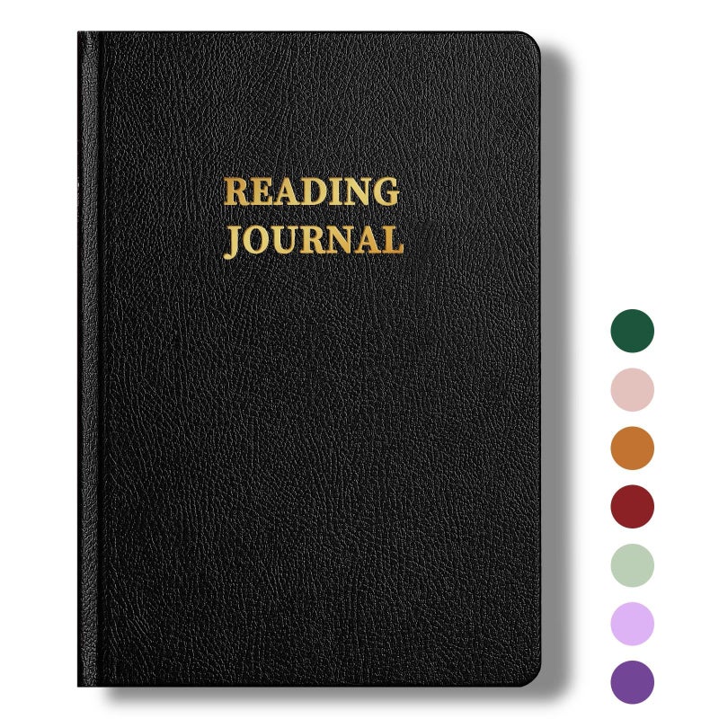 TSFPapier Reading Journal Book Lovers Gifts Journal Hardcover Leather For Readers Review and Track Your Reading with 65 Book Reviews, 5.8â€x8.3â€, Black - Image 1