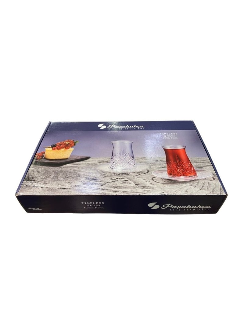 Paşabahçe طقم شاي باساباهتشي الخالد 160 مل – طقم 12 قطعة من أكواب الشاي والصحون - Image 3