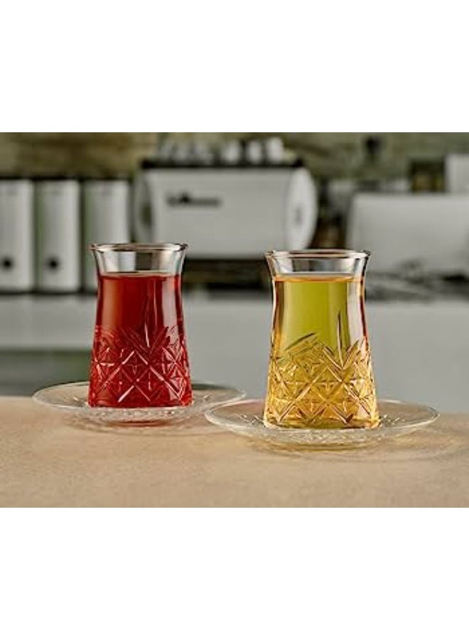 Paşabahçe طقم شاي باساباهتشي الخالد 160 مل – طقم 12 قطعة من أكواب الشاي والصحون - Image 2