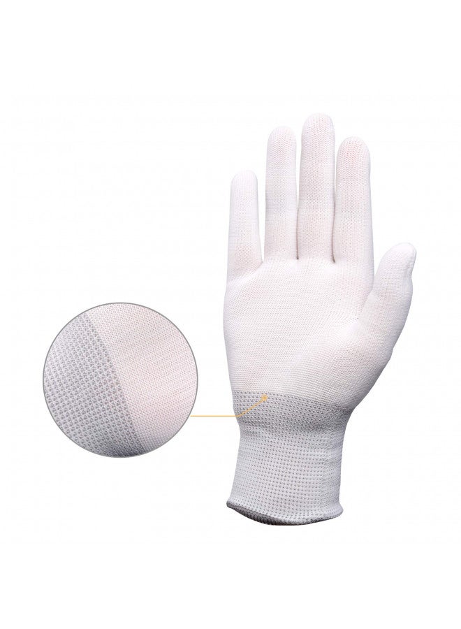 EHDIS Vinyl Wrap Gloves Nylon White Working Gloves Labor Non-slip PC Building Gloves / 6 Pairs - Image 4