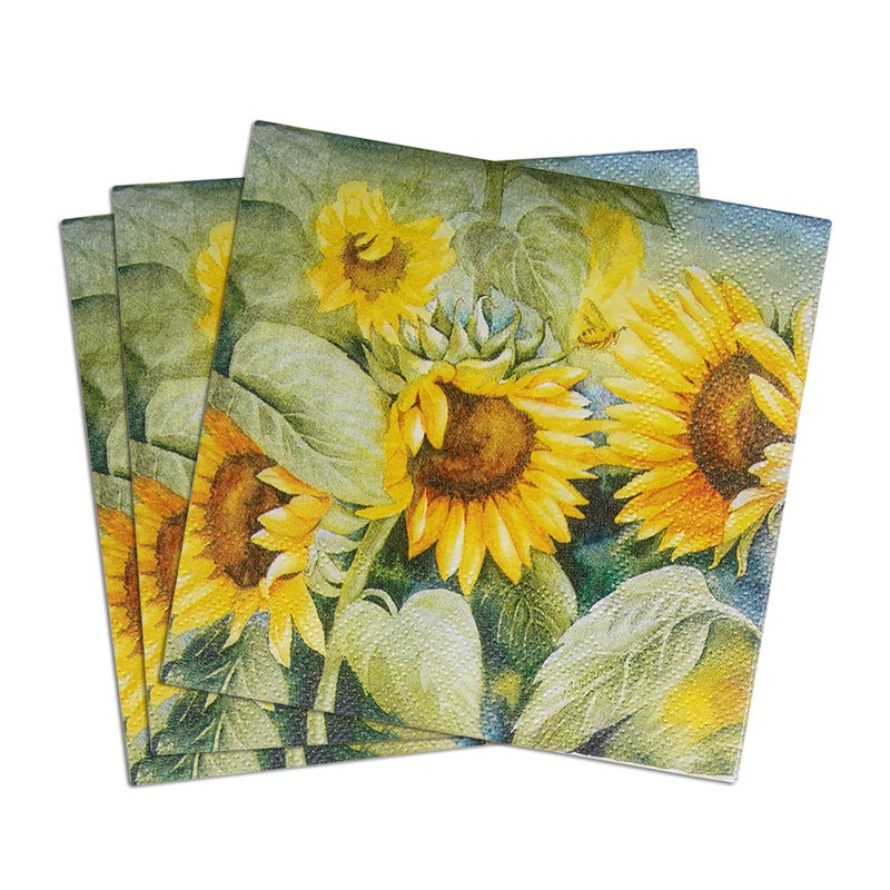 Zelten Colored Paper Cocktail Napkins, 20 Count Shabby Chic Napkins for Wedding, Dinner Tea Party Shower, Sunflower - Image 1