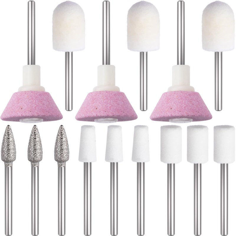 ANCIRS 15 Pcs 3/32 Inch Nail File Replacement Head Refills Set, Nail Drill Bits for Finishing Salon Electronic Manicure, Nail Manicure Pedicure Tools (5 Styles) - Image 1