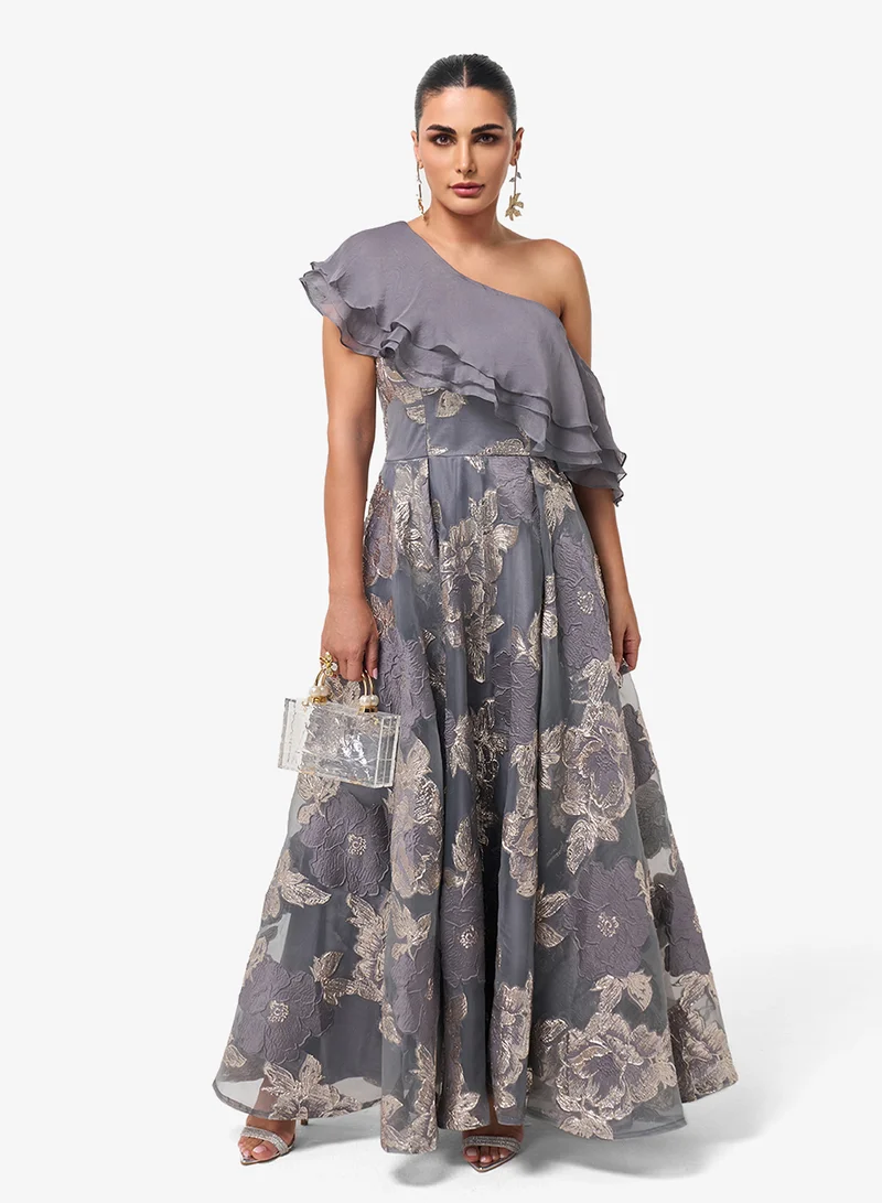 ثريدز باي اجوني Ruffle Detail Printed Maxi Dress