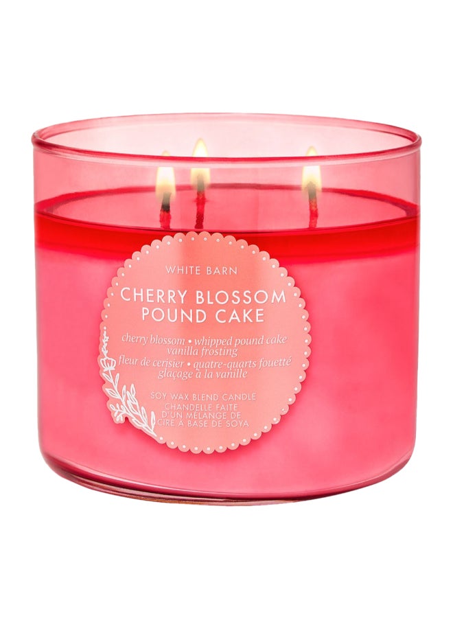 شمعة كعكة الباوند بزهور الكرز 3 فتيل