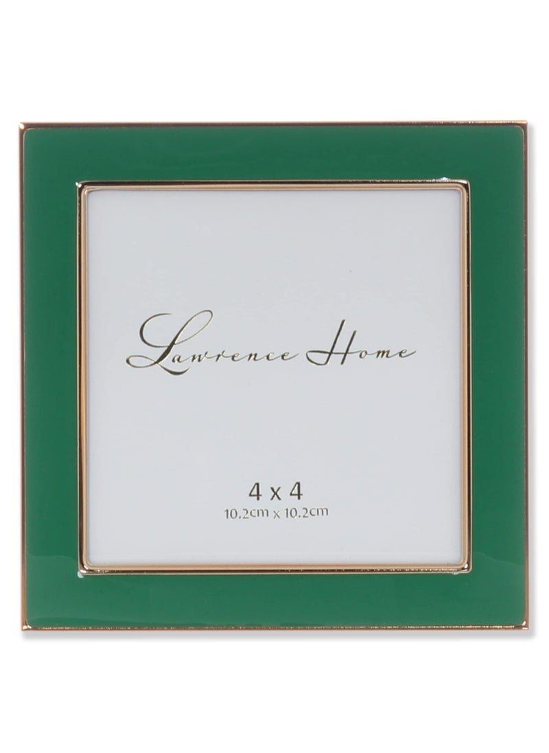 Lawrence Frames 4x4 Gold Metal and Green Enamel Picture Frame  - Image 1