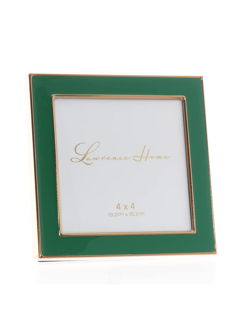 Lawrence Frames 4x4 Gold Metal and Green Enamel Picture Frame  - Image 2