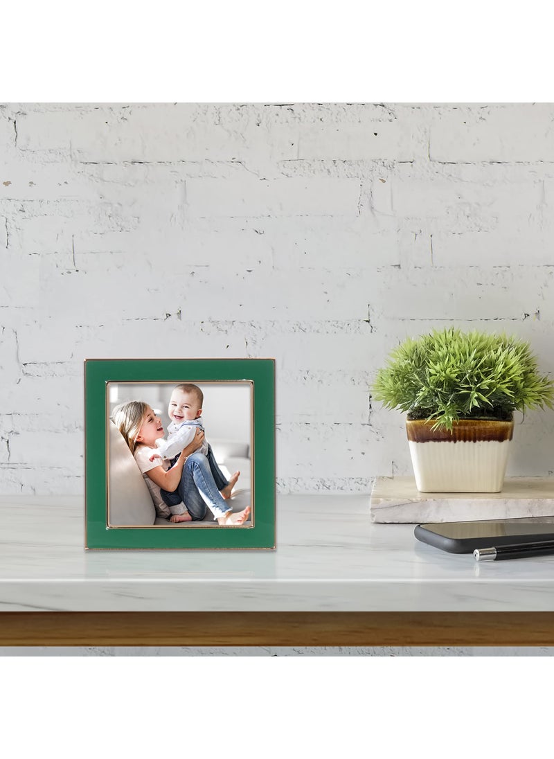 Lawrence Frames 4x4 Gold Metal and Green Enamel Picture Frame  - Image 3