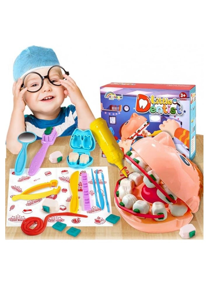 Whynot Interactive Dentist Play Set for Kids – 16-Piece Dough Toy Kit with Dental Tools for Drilling & Filling – Educational Gift for Boys & Girls Ages 3 to 5 - Image 1