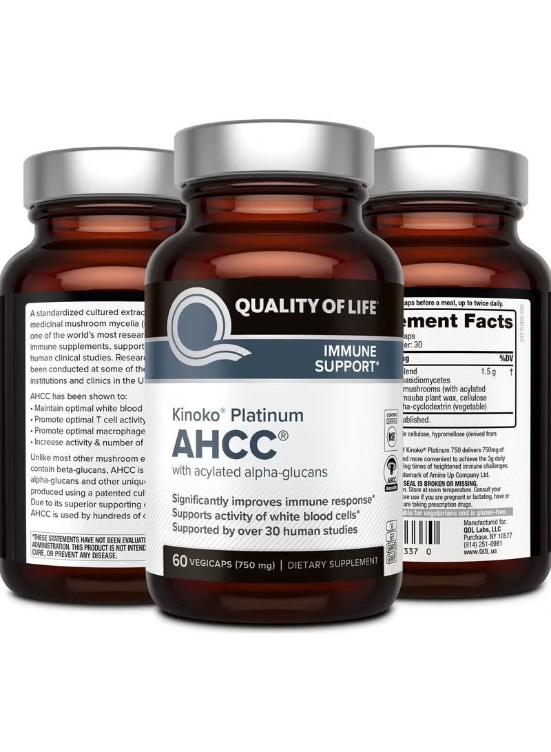 Quality of Life Labs, Kinoko Platinum AHCC, 60 Veggie Capsules - Image 2