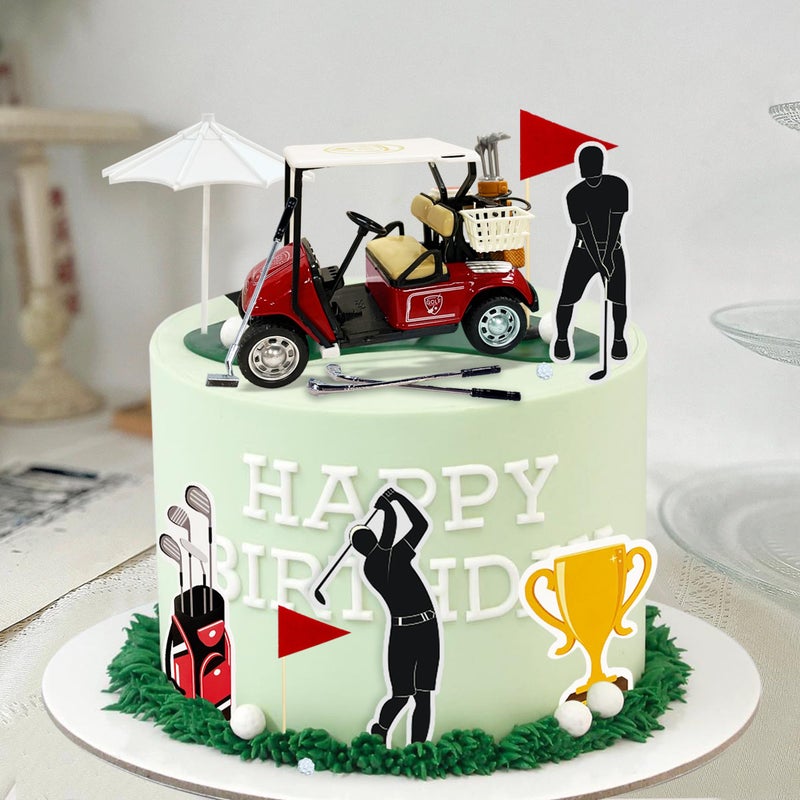 TOSPARTY Golf Cake Decorations Heading for The Red Cake Topper Birthday Decorations for Golfers with Cart Flag Golf Ball for Men Sport Golf Theme Party Supply - Image 4