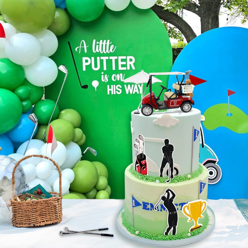 TOSPARTY Golf Cake Decorations Heading for The Red Cake Topper Birthday Decorations for Golfers with Cart Flag Golf Ball for Men Sport Golf Theme Party Supply - Image 5
