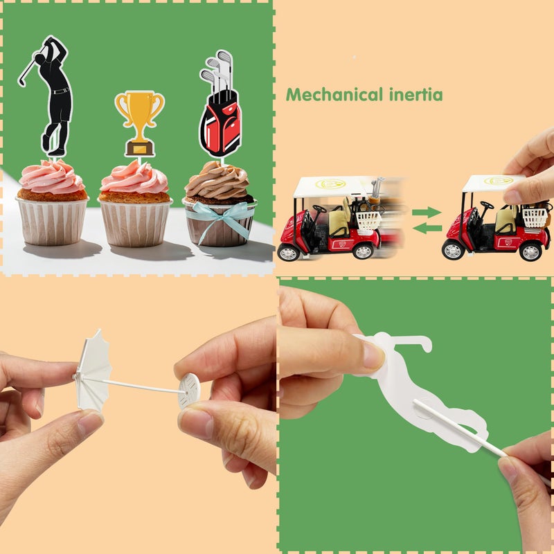 TOSPARTY Golf Cake Decorations Heading for The Red Cake Topper Birthday Decorations for Golfers with Cart Flag Golf Ball for Men Sport Golf Theme Party Supply - Image 3