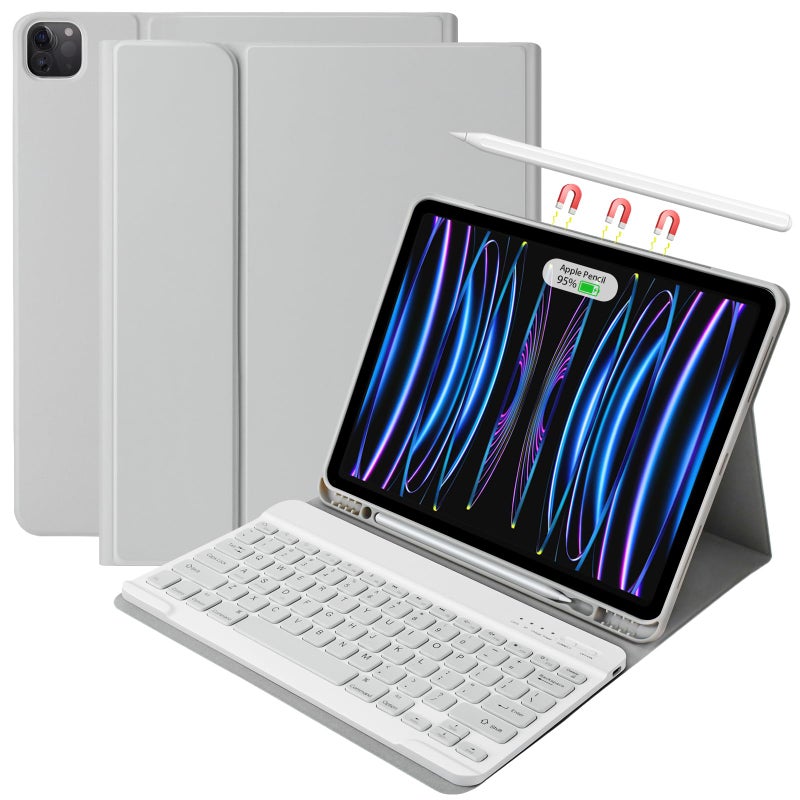 besky Keyboard Case for iPad Pro 129 inch 5th 6th Generation New Air 13 inch M2 Only Applies to 3 iPads Model Wireless Detachable Keyboard Pencil Holder with Auto SleepWake Function