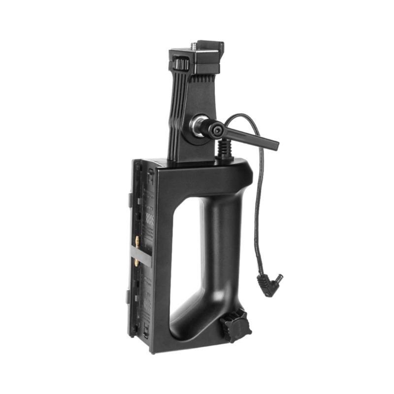 NP-F Battery Handle : Dark Gray ABS Durable Ergonomic Grip - Balance Maintain 2-Battery Capacity Battery Handle for YONGNUO YNLUX200 Video Light - Image 1