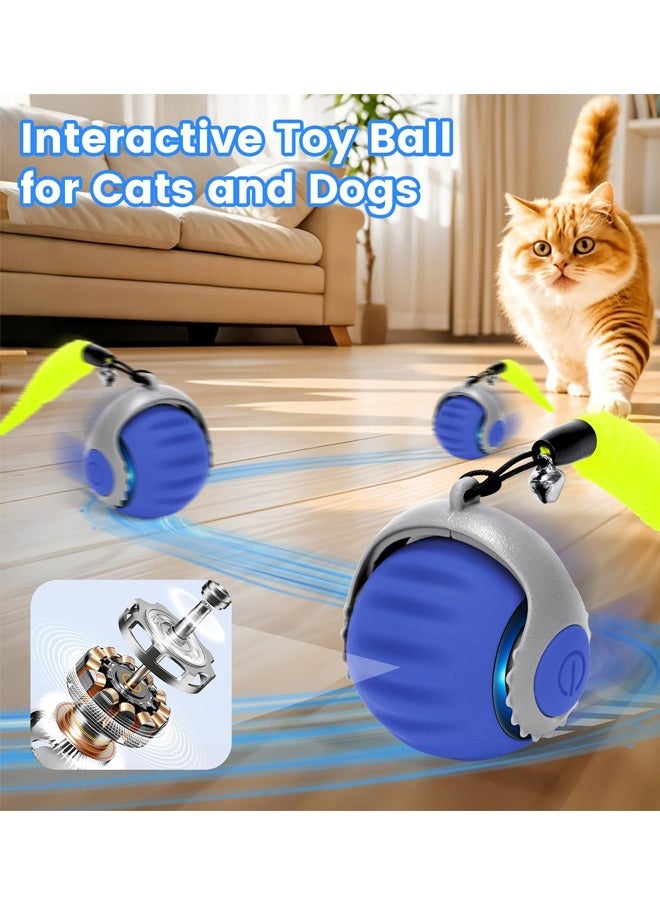 Interactive Cat Ball Speed Tail 3.0 Pet Toy Rolling Ball Interactive Toys 360° Smart Automatic Dog Kitten Toy USB Recharge Turbo Tail Electronic Bouncing Balls Orange Gift for Adult Cats Kittens Dog,Blue - Image 2