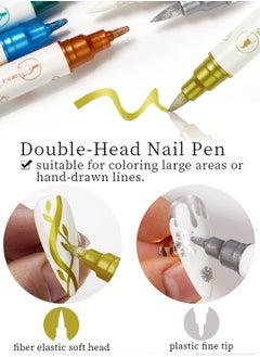 SYOSI SYOSI 10 Pcs Double-ended Nail Art Pens, Nail Art 3D Painted Pen Graffiti Pen for DIY Nail Art Nail Design Manicure Tools  - Image 2