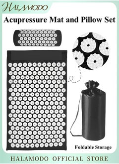 HALAMODO Acupressure Mat and Pillow Set with Bag Acupuncture Mat for Back Neck Pain Relief & Muscle Relaxation & Stress Relief & Sciatica Pain Relief,15×24.4inch  - Image 1