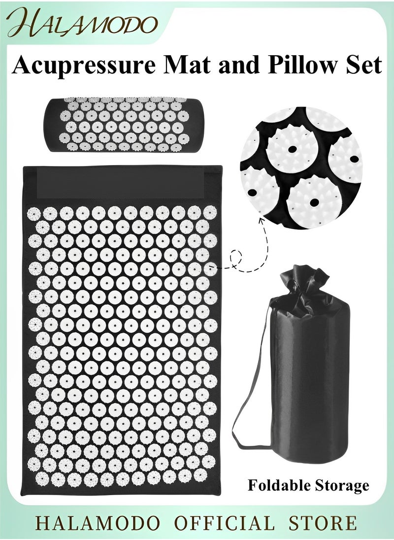 HALAMODO Acupressure Mat and Pillow Set with Bag Acupuncture Mat for Back Neck Pain Relief & Muscle Relaxation & Stress Relief & Sciatica Pain Relief,15×24.4inch  - Image 1