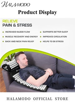 HALAMODO Acupressure Mat and Pillow Set with Bag Acupuncture Mat for Back Neck Pain Relief & Muscle Relaxation & Stress Relief & Sciatica Pain Relief,15×24.4inch  - Image 4
