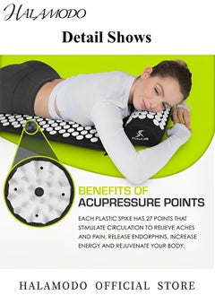 HALAMODO Acupressure Mat and Pillow Set with Bag Acupuncture Mat for Back Neck Pain Relief & Muscle Relaxation & Stress Relief & Sciatica Pain Relief,15×24.4inch  - Image 3