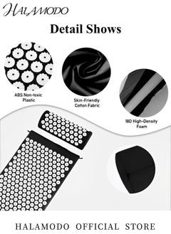 HALAMODO Acupressure Mat and Pillow Set with Bag Acupuncture Mat for Back Neck Pain Relief & Muscle Relaxation & Stress Relief & Sciatica Pain Relief,15×24.4inch  - Image 2
