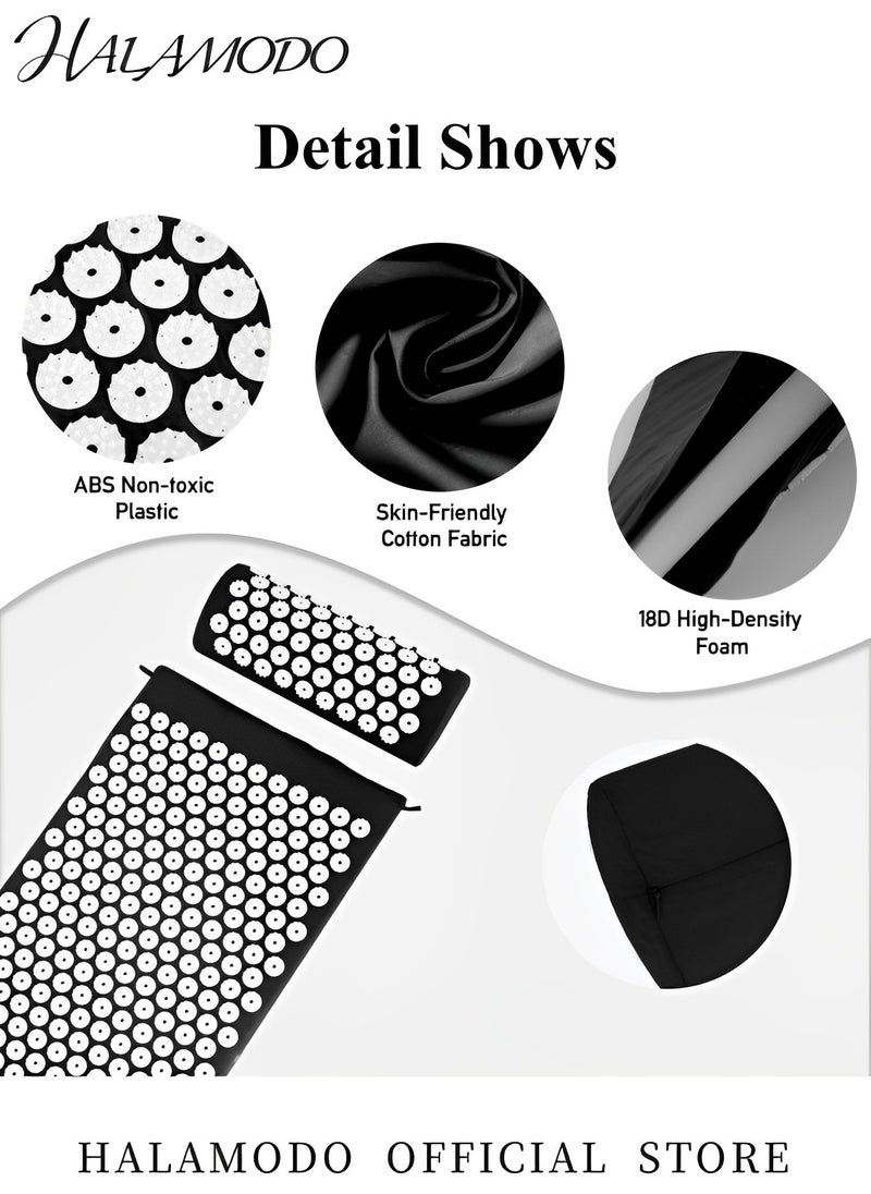 HALAMODO Acupressure Mat and Pillow Set with Bag Acupuncture Mat for Back Neck Pain Relief & Muscle Relaxation & Stress Relief & Sciatica Pain Relief,15×24.4inch  - Image 2