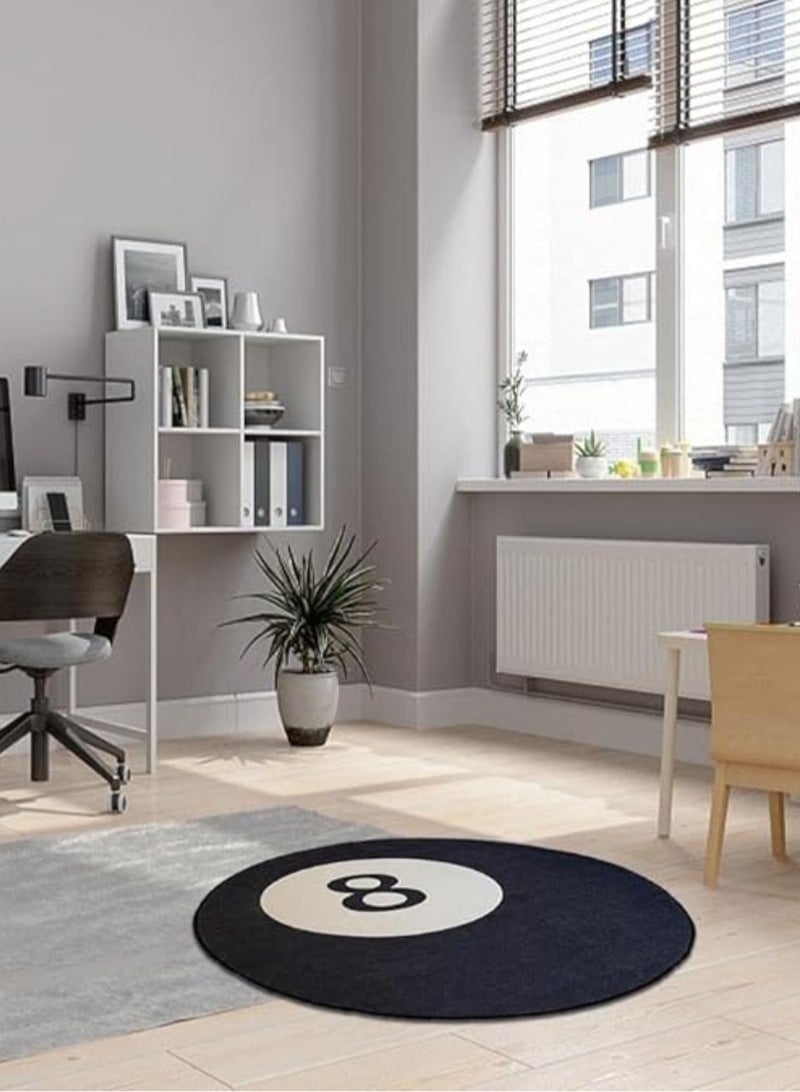 LOOPITYS No. 8 round floor mat, chair floor mat, non slip bathroom, bedroom, living room, entrance area floor mat, black carpet (80 * 80cm) - Image 2