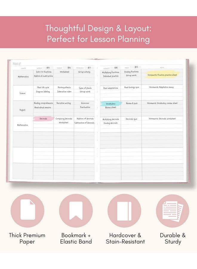 Lamare Teacher Planner 2024-2025 Academic Year - 218 Pages, Undated Lesson Plan Book for Teachers 24-25 - Yearly Calendar Lesson Planner 2024-2025, Plenty of Space to Write in - Perfect for Educators - Image 4