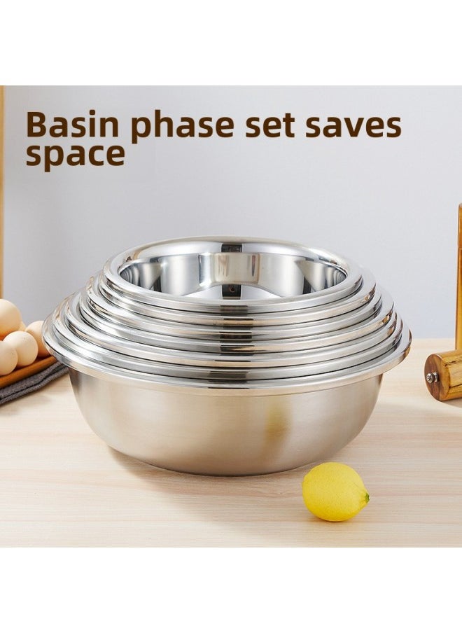 Generic - Thickened 304 Stainless Steel Basin Kitchen Rice Drain Basket For Vegetable Washing Household Large Capacity Rice Sieve Salah Basin Soup Basin-Specifications:34cm (weight 405g)-Color:Steel Color - Image 1