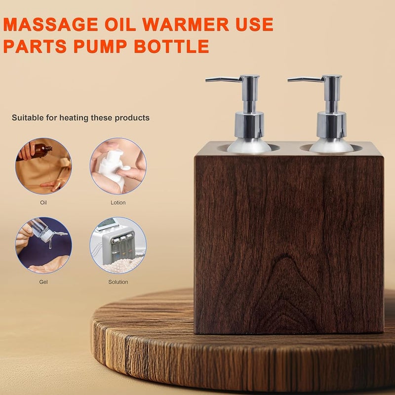 Elitzia Massage Oil Pump Bottle Use with Massage Oil Warmer Essential Oil Heat Bottle with Pump Spare Part for Beauty Salon Oil Heating Device, Silver Aluminum, Bottom 4.9 cm - Image 1