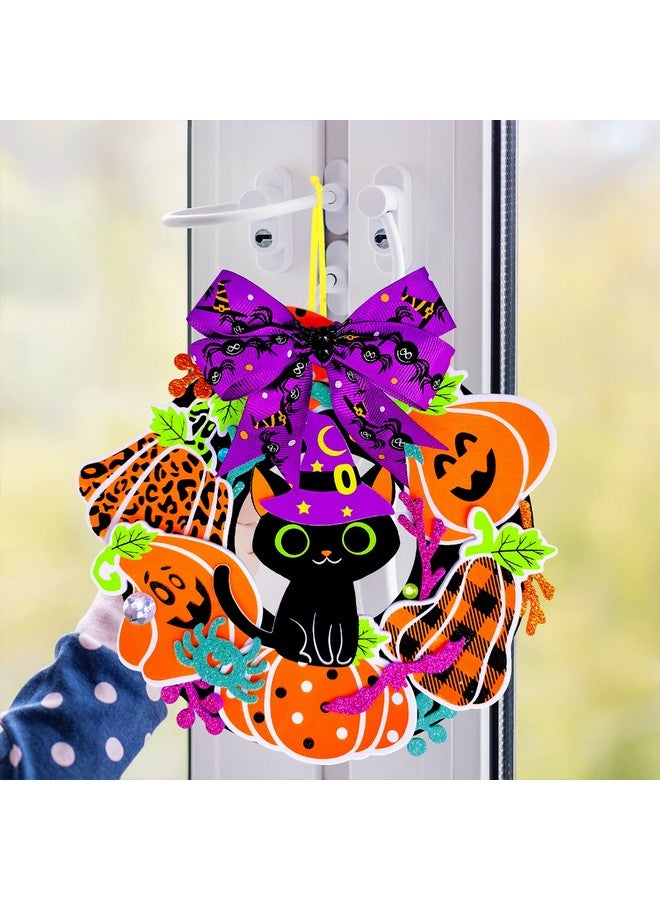 Winlyn 12 Sets Halloween Craft Kits - Fall DIY Wreath Decorations Art Sets With Pumpkin, Monster, Candy Corn, Spider, Bat - Foam Stickers for Kids Classroom Activities - Image 3