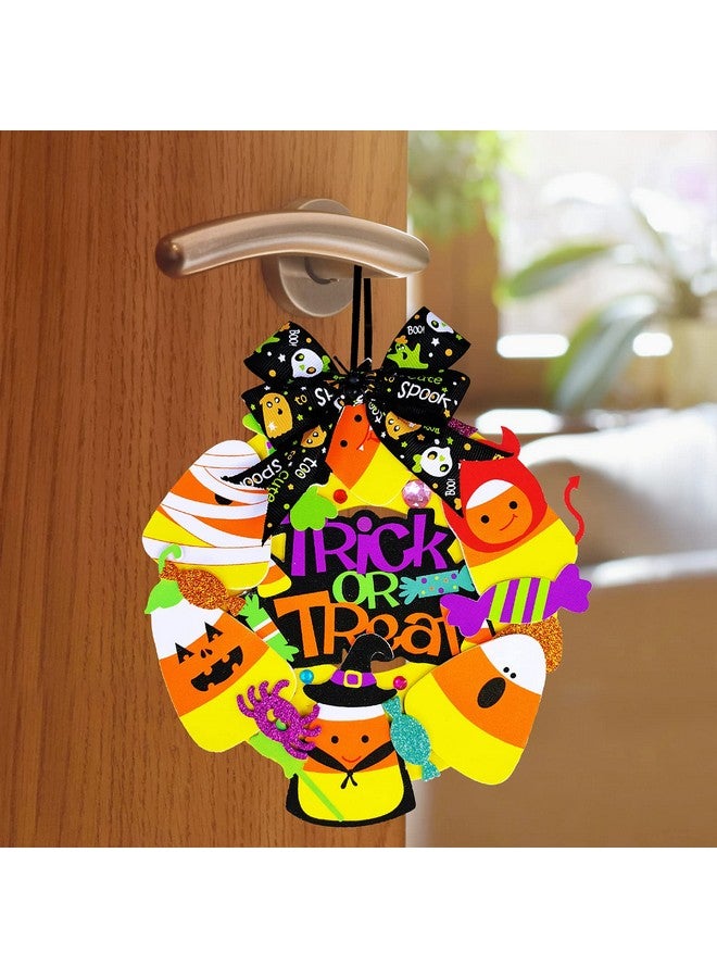Winlyn 12 Sets Halloween Craft Kits - Fall DIY Wreath Decorations Art Sets With Pumpkin, Monster, Candy Corn, Spider, Bat - Foam Stickers for Kids Classroom Activities - Image 4