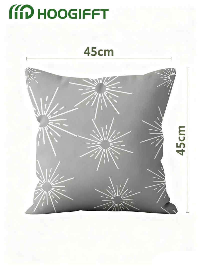 HOOGIFFT Luxury Set of 4 Double-Sided Pillow Covers (45x45 cm), Modern Geometric & Mandala Pattern, Short Velvet Fabric for Sofa, Bedroom Decor - Elegant & Durable - Image 4