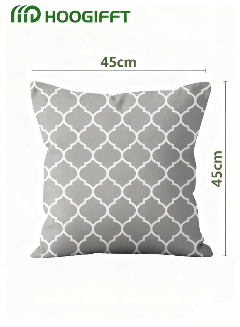 HOOGIFFT Luxury Set of 4 Double-Sided Pillow Covers (45x45 cm), Modern Geometric & Mandala Pattern, Short Velvet Fabric for Sofa, Bedroom Decor - Elegant & Durable - Image 5