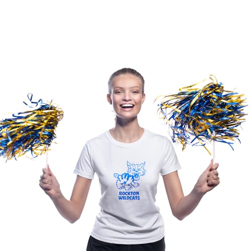 Anderson's Metallic Blue and Gold Foil Textured School Spirit Shakers, Cheerleader Pom Poms, Football, Basketball, Homecoming Squad, Team, Party, Dance, Club, Performance, Fan Celebration Pack of 10 - Image 3