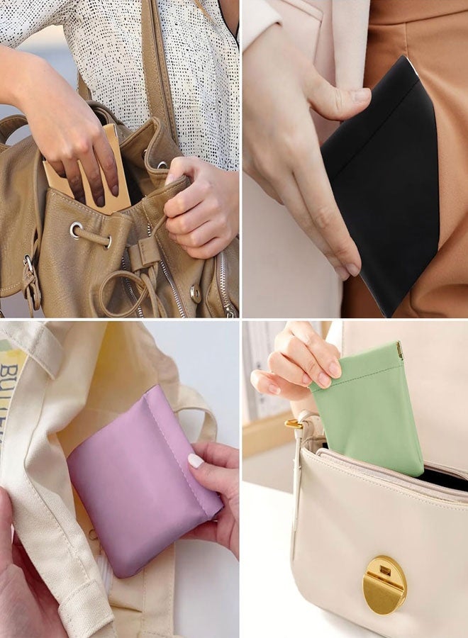 4pcs Small Makeup Bag for Purse, Waterproof Portable No Zipper Self-closing Pocket Cosmetic Bag for Women Mini Travel Storage bag for Cosmetics Headphones Jewelry - Image 5