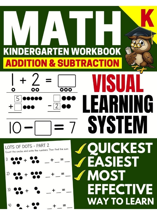 Math Kindergarten Workbook: Addition and Subtraction, Numbers 1-20, Activity Book with Questions, Puzzles, Tests with (Grade K Math Workbook)  - Image 1