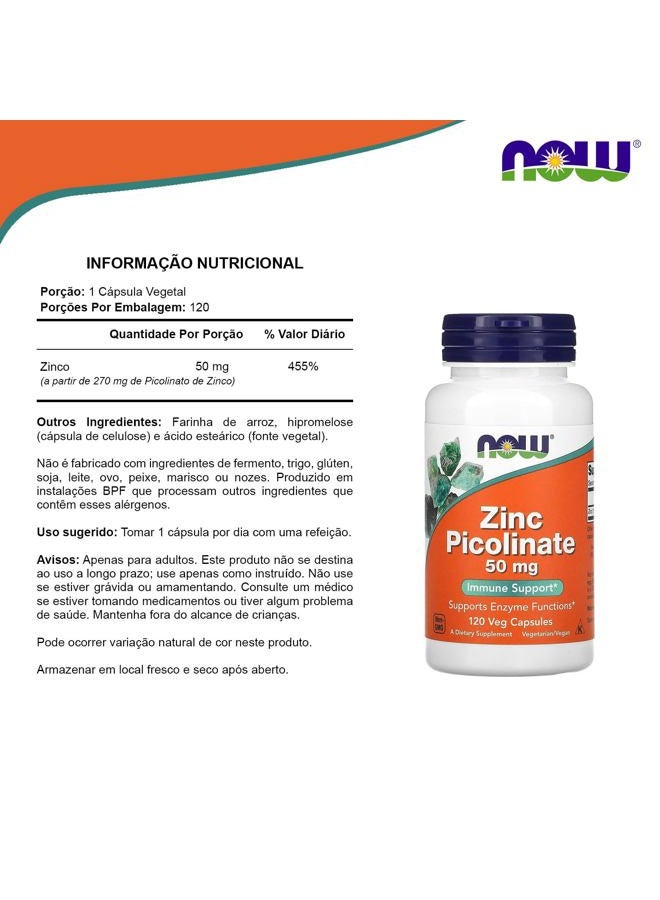 now Zinc Picolinate 50mg,120 Capsules (Pack of 2) - Image 4