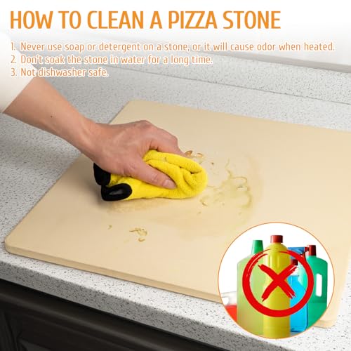 GDGZJJD Extra Large Pizza Stone 24" x 18",Cooking Stone for Grill Rectangular, Baking Pizza Stone for bread, Ideal for Grilling Baking Several Sizes of Pizzas - Image 4