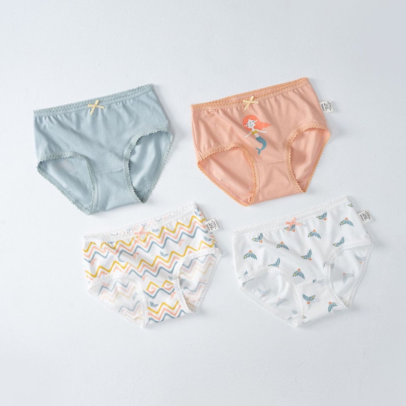 Girls Cotton Antibacterial Panties Summer Lace H792/mermaid tail SJ254 