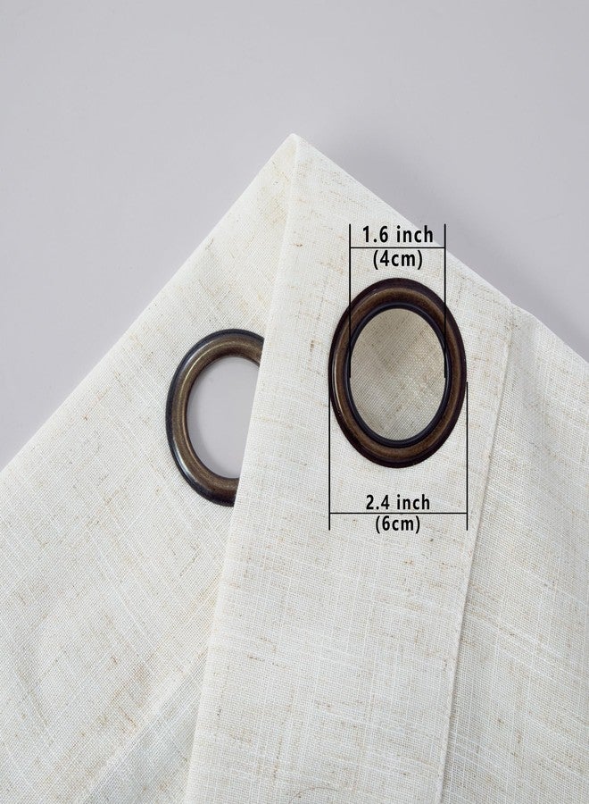 KOUFALL Linen Grommet Curtains for Living Room,Semi Sheer Boho Farmhouse Neutral Cream Curtain Drapes with Bronze Grommets,Room Curtains for Bedroom Window Set of 2 Panels 84 Length - Image 5