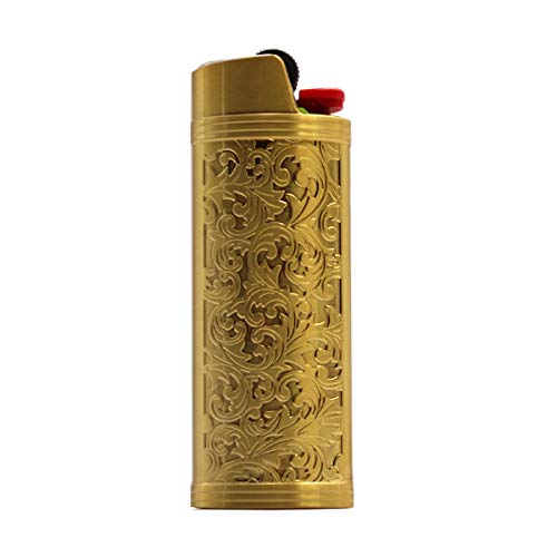Lucklybestseller Metal Lighter Case Cover Holder Vintage Floral Stamped for BIC Full Size Lighter J6 - Image 2