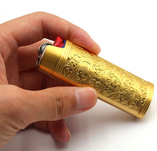 Lucklybestseller Metal Lighter Case Cover Holder Vintage Floral Stamped for BIC Full Size Lighter J6 - Image 5