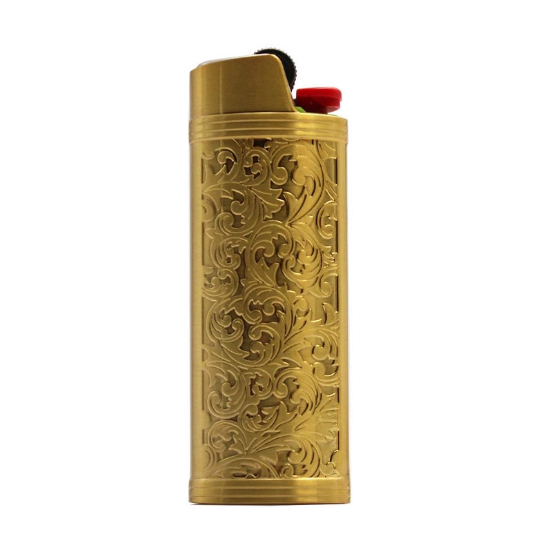 Lucklybestseller Metal Lighter Case Cover Holder Vintage Floral Stamped for BIC Full Size Lighter J6 - Image 3
