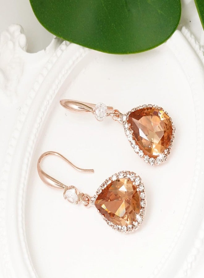 Wovanoo Crystal Drop Earrings for Women Cubic Zirconia Teardrop Earrings Sparkling Rhinestone Dangle Earring Gold Champion - Image 4