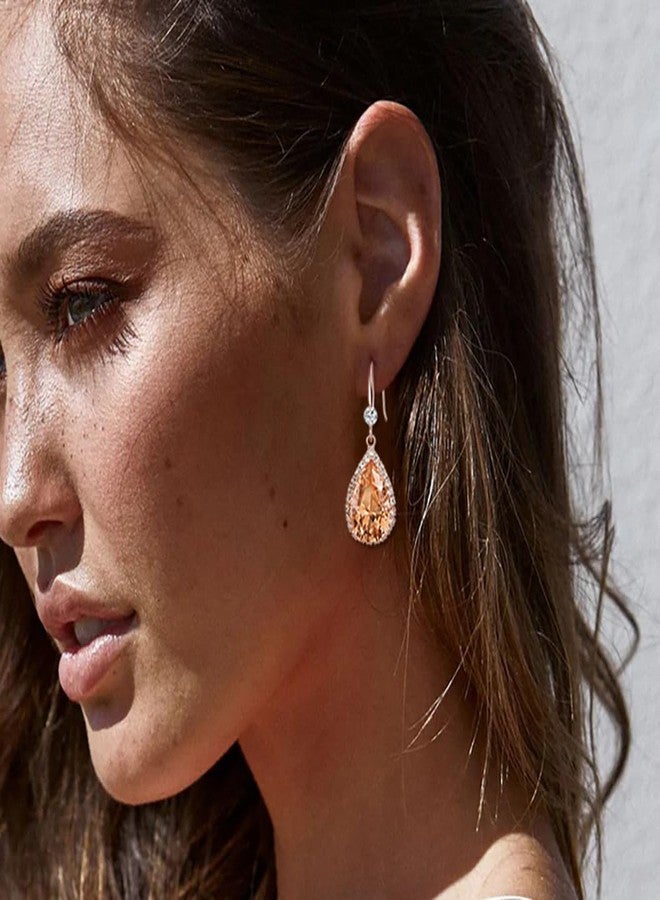 Wovanoo Crystal Drop Earrings for Women Cubic Zirconia Teardrop Earrings Sparkling Rhinestone Dangle Earring Gold Champion - Image 3
