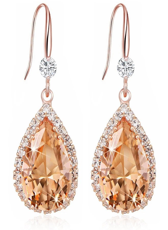 Wovanoo Crystal Drop Earrings for Women Cubic Zirconia Teardrop Earrings Sparkling Rhinestone Dangle Earring Gold Champion - Image 1