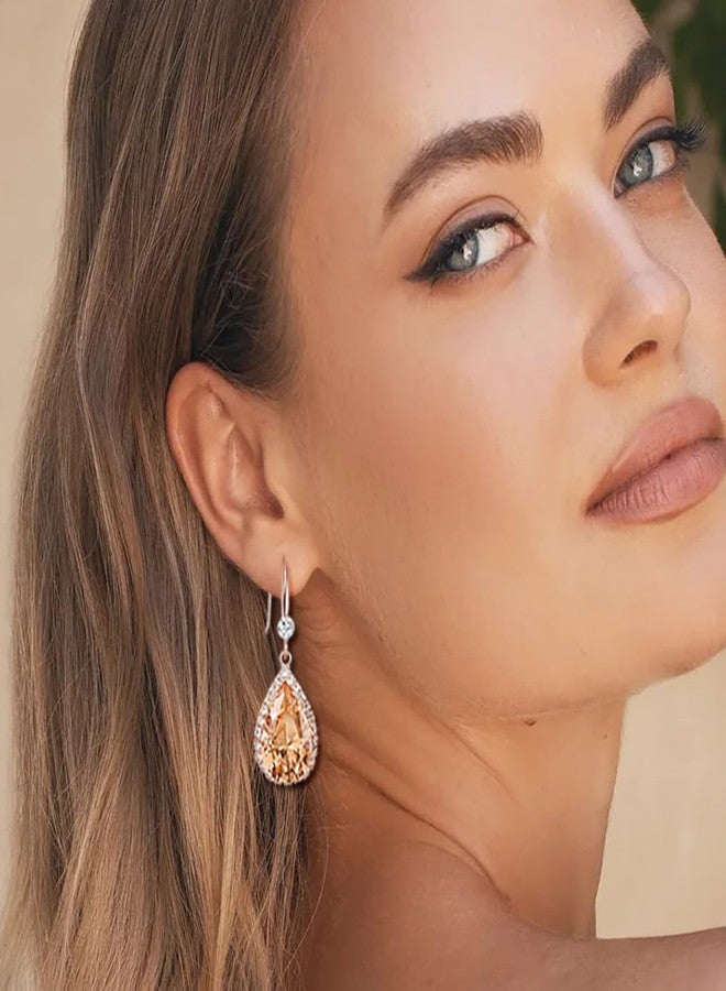 Wovanoo Crystal Drop Earrings for Women Cubic Zirconia Teardrop Earrings Sparkling Rhinestone Dangle Earring Gold Champion - Image 2