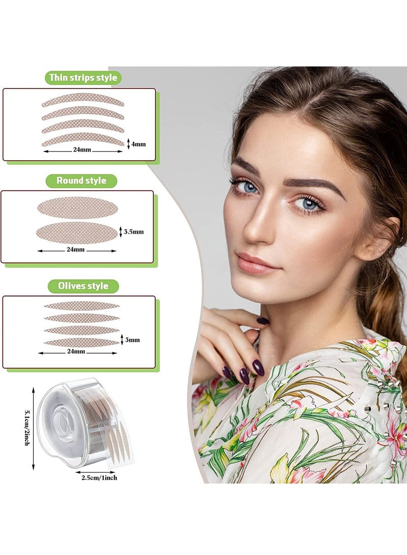 KASTWAVE Eyelid Tape Natrual Breathable Eyelid Strips Waterproof Invisible Eyelid Stickers with 3 Pieces Eyelid Forks Tweezer Small Round Head for Women Hooded Eyes Makeup, 1800pcs 3 Styles - Image 3