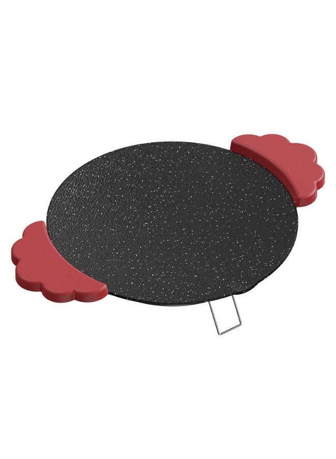 Multifunctional Electric Baking Tray Pan With Maifan Stone Non-Stick Coating,Portable Indoor Tabletop Cooking Hot Pot Frying pan,Red-Black handle - Image 5